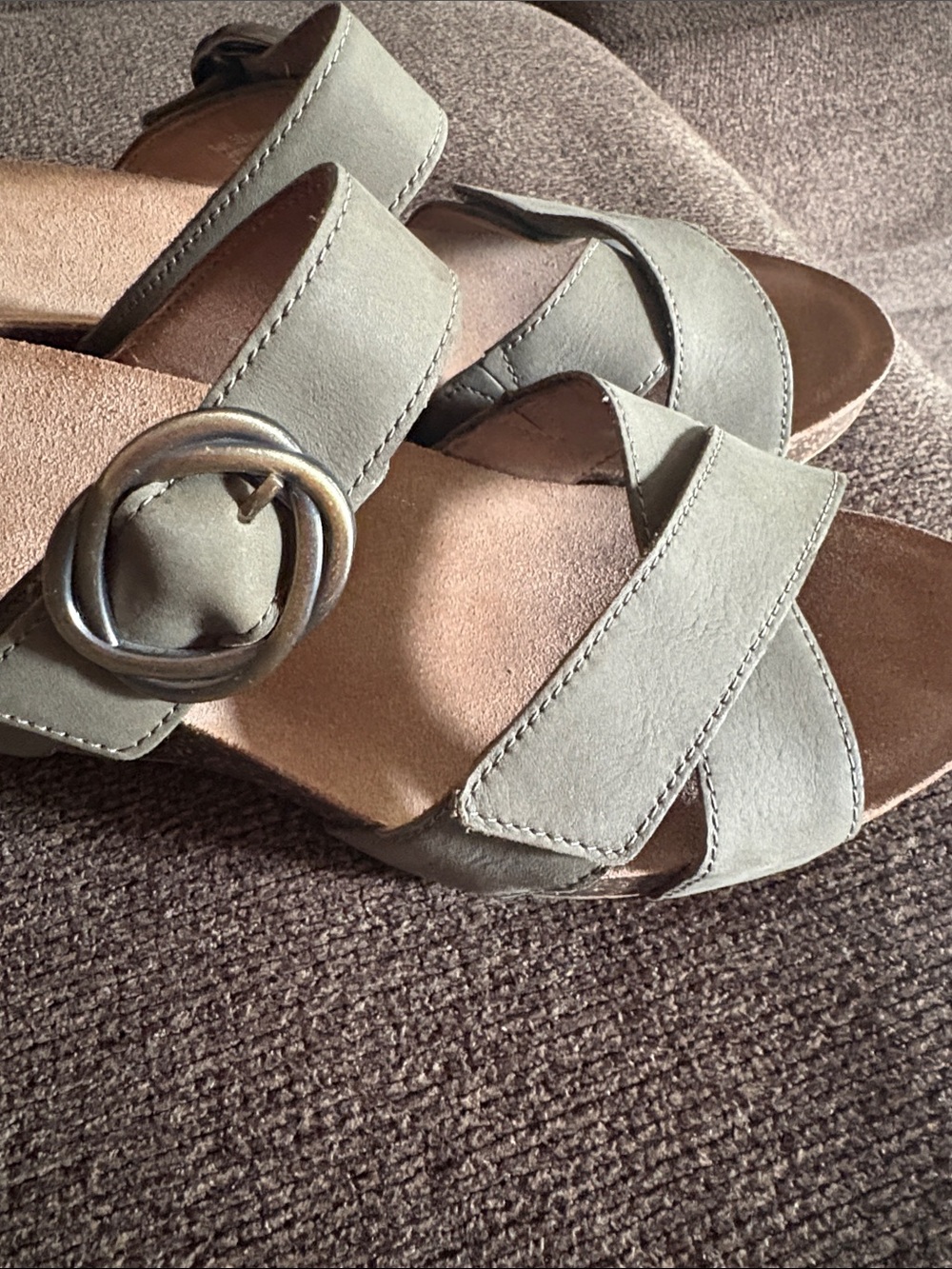 NWOT Dansko Susie Sandals Army Green Open Toe Double Strap Wedge EU39/US 8.5-9 - Picture 5 of 14